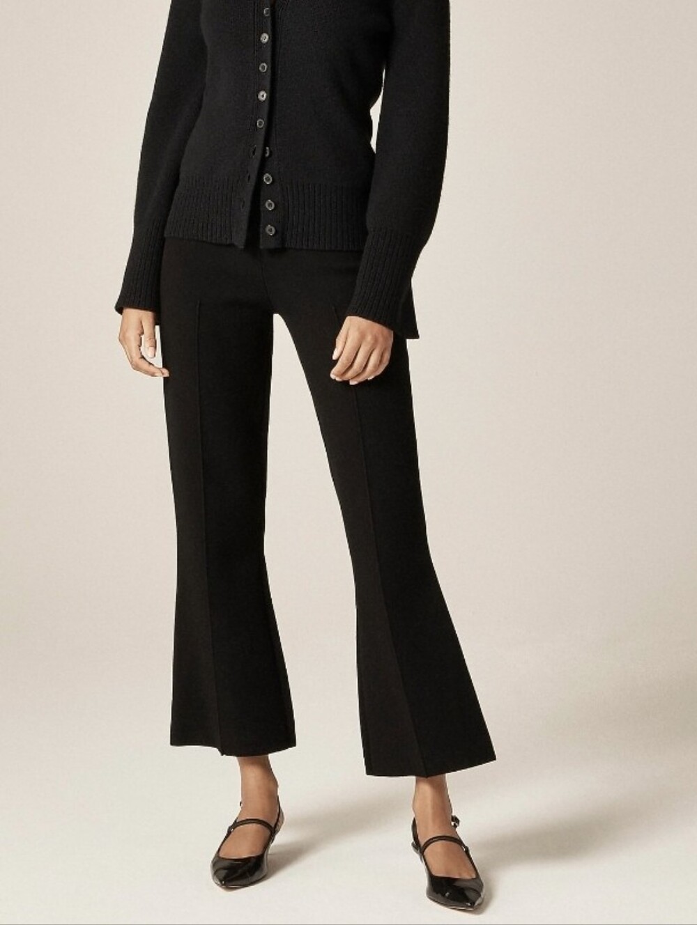 J. Crew Delaney Kickout Sweater Pants Black Cropped Flare Size Medium $148 NWT
